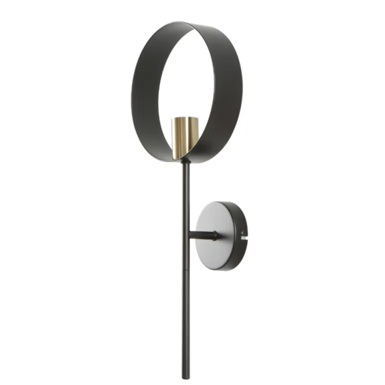 Aplique de pared Anillo 1 luz negro y oro envejecido 1XE27 aluminio estilo moderno