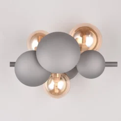Aplique de pared Bubble 3XG9 acabado antracita y tulipas ámbar estilo moderno