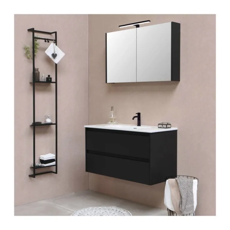 Aplique de pared Roth LED 8w 4000k 560lm IP44 acabado negro estilo moderno 40cm con 3 modos de instalación diferentes