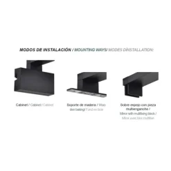 Aplique de pared Roth LED 8w 4000k 560lm IP44 acabado negro estilo moderno 40cm con 3 modos de instalación diferentes