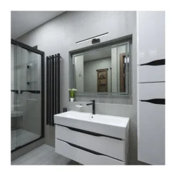 Aplique de pared Roth LED 12w 4000k 840lm IP44 acabado negro estilo moderno 60cm con 3 modos de instalación diferentes