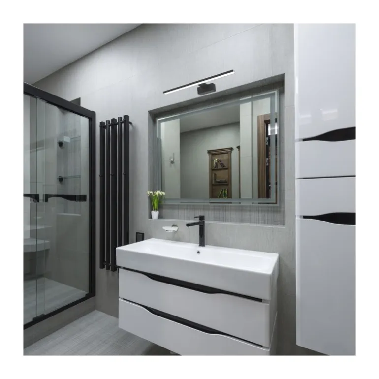 Aplique de pared Roth LED 12w 4000k 840lm IP44 acabado negro estilo moderno 60cm con 3 modos de instalación diferentes