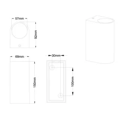 Aplique de pared Roya Semicircular Blanco 2XGU10 IP44