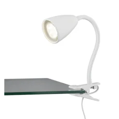 Foco de pinza Wanda 1xGU10 acabado blanco interruptor on/off estilo moderno brazo flexible