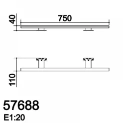 Kit aplique Tiwall 75cm cromo