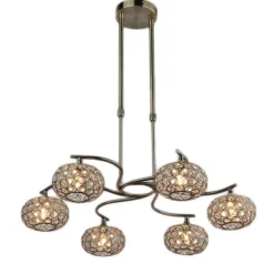 Lampara colgante 6l cuero