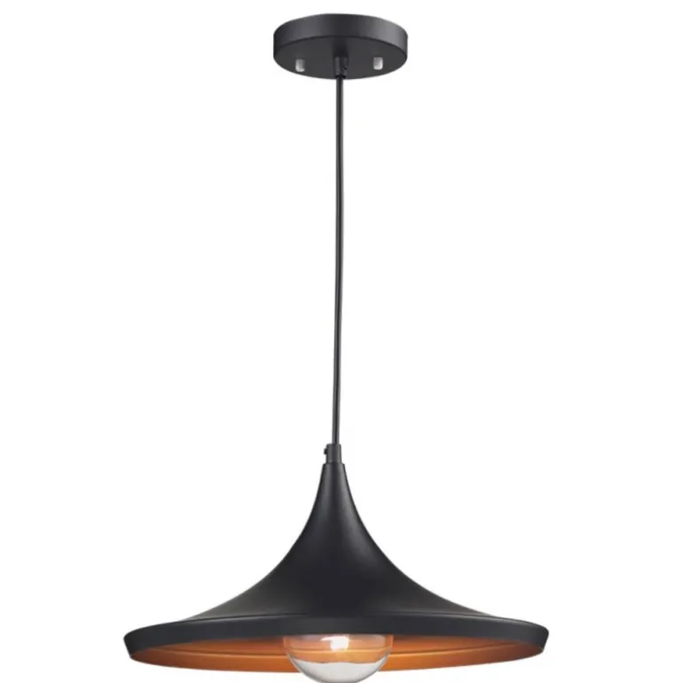 Lampara colgante Plato negro/dorado