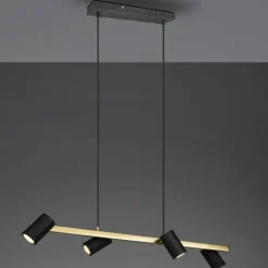 Lampara de techo colgante Marley 4 luces 4xGU10 acabado metal negro y oro estilo moderno