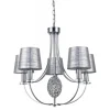Lampara de techo colgante Plata 5 luces 5xE14 acabado cromo pantallas tejido plata estilo clásico 60cm Ø