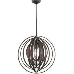 Lámpara colgante Boolan madera oscura