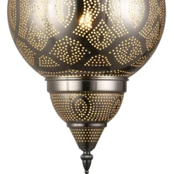 Lámpara colgante de techo Dibba 1XE27 acabado metal cromo estilo árabe 30cm Ø