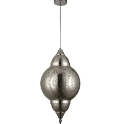Lámpara colgante de techo Dibba 1XE27 acabado metal cromo estilo árabe 30cm Ø