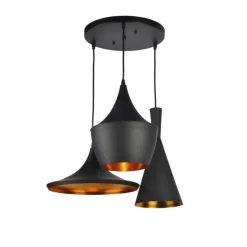 Lámpara colgante 3l negro dorado