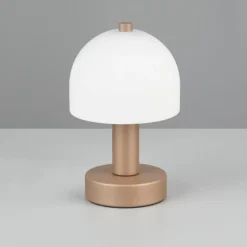 Lámpara de mesa Glenn 1XE14 acabado café tulipa opal blanca estilo moderno 12cm Ø