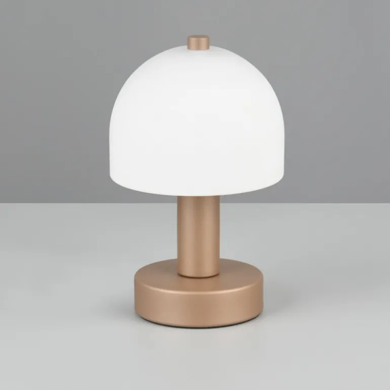 Lámpara de mesa Glenn 1XE14 acabado café tulipa opal blanca estilo moderno 12cm Ø