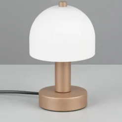 Lámpara de mesa Glenn 1XE14 acabado café tulipa opal blanca estilo moderno 12cm Ø