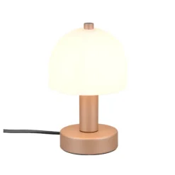 Lámpara de mesa Glenn 1XE14 acabado café tulipa opal blanca estilo moderno 12cm Ø
