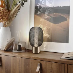 Lámpara de mesa Micrón Oro Negro Led 5w 3000k 13cm Ø