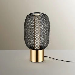 Lámpara de mesa Micrón Oro Negro Led 5w 3000k 13cm Ø