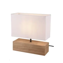 Lámpara de mesa Woody Madera /Blanco Rectángular 1XE27