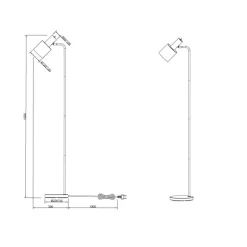 Lámpara de pie Adam Negro/Latón1XE27 153cm Alto