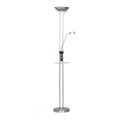 Lámpara de pie Alari Usb+mesa Níquel LED 18W +5W 480LM+1700LM 3000k +4000k estilo moderno