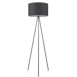 Lámpara de pie Cassián negro 1 luz 1XE27 estilo modero pantalla tela color negro 45cm Ø