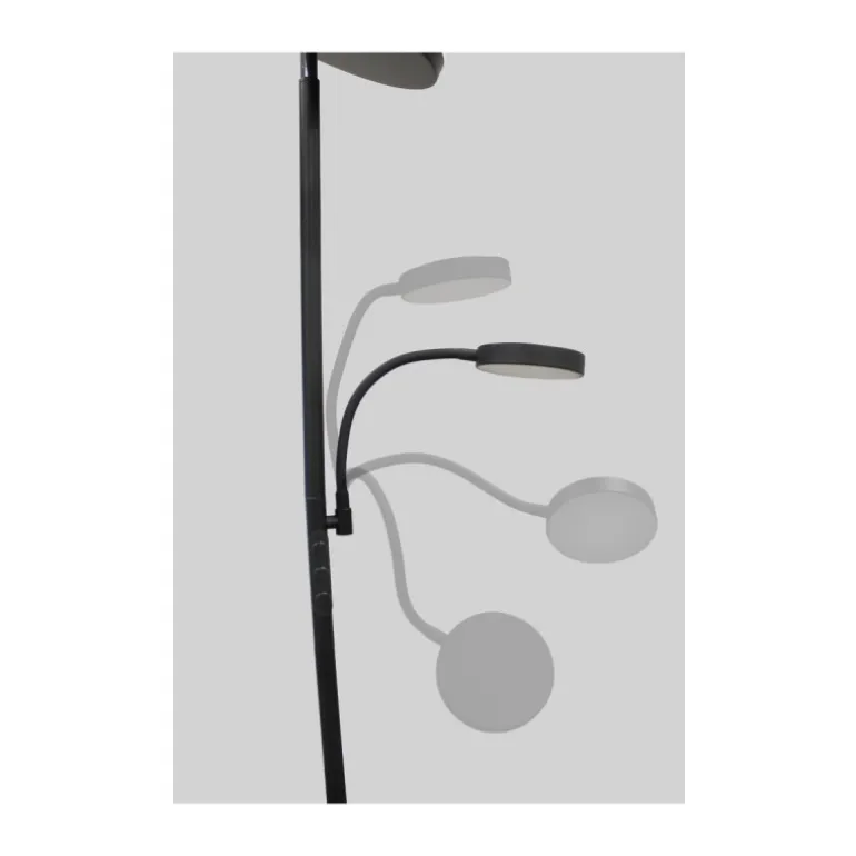 Lámpara de pie Denzel con lector LED 30+6w 3CCT 3000lm acabado negro estilo moderno con mando a distancia 25cm Ø