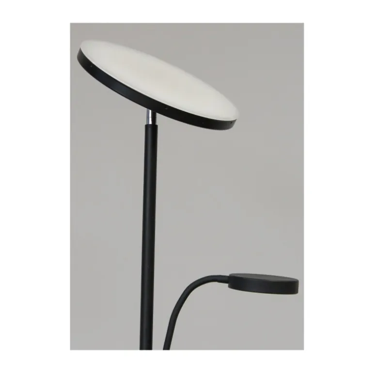 Lámpara de pie Denzel con lector LED 30+6w 3CCT 3000lm acabado negro estilo moderno con mando a distancia 25cm Ø
