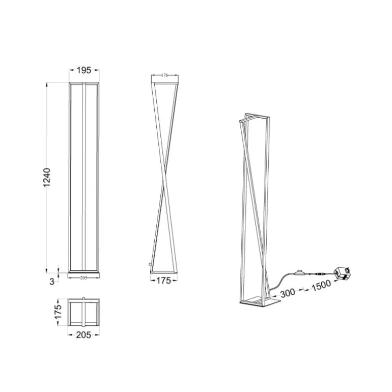 Lámpara de pie Edge LED 26w 3CCT 124cm Altura