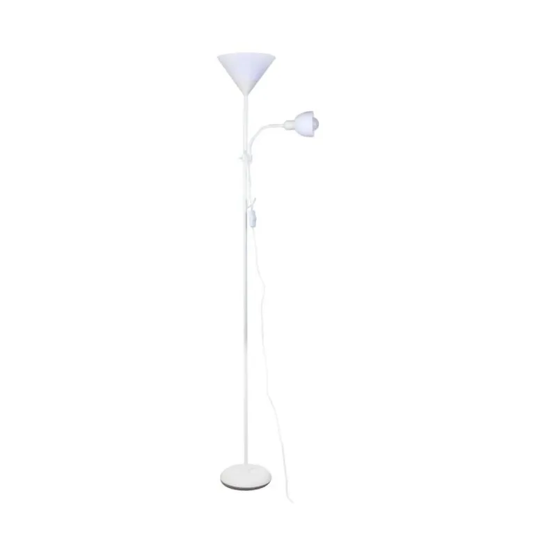 Lámpara de pie Lisa Blanco 1xE27+1xE14 acabado aluminio blanco tulipa PVC opal estilo moderno brazo lector flexible 24cm Ø