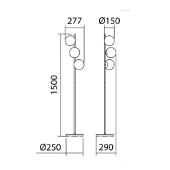 Lámpara de pie Rondo Negro 3XE27 29CM Ø
