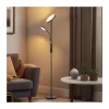 Lámpara de pie Vinet con lector LED 30+6w 3CCT 3000lm acabado negro estilo moderno con mando a distancia 25cm Ø