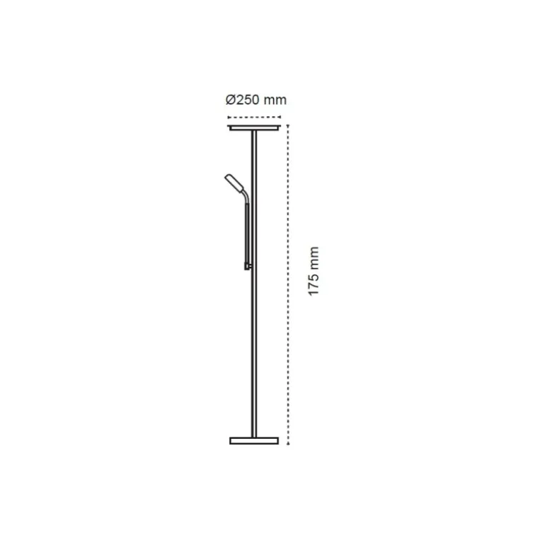 Lámpara de pie Vinet con lector LED 30+6w 3CCT 3000lm acabado negro estilo moderno con mando a distancia 25cm Ø