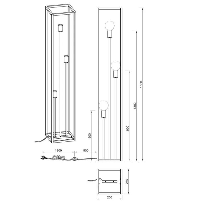 Lámpara de pie Vito 3XE27 153CM H