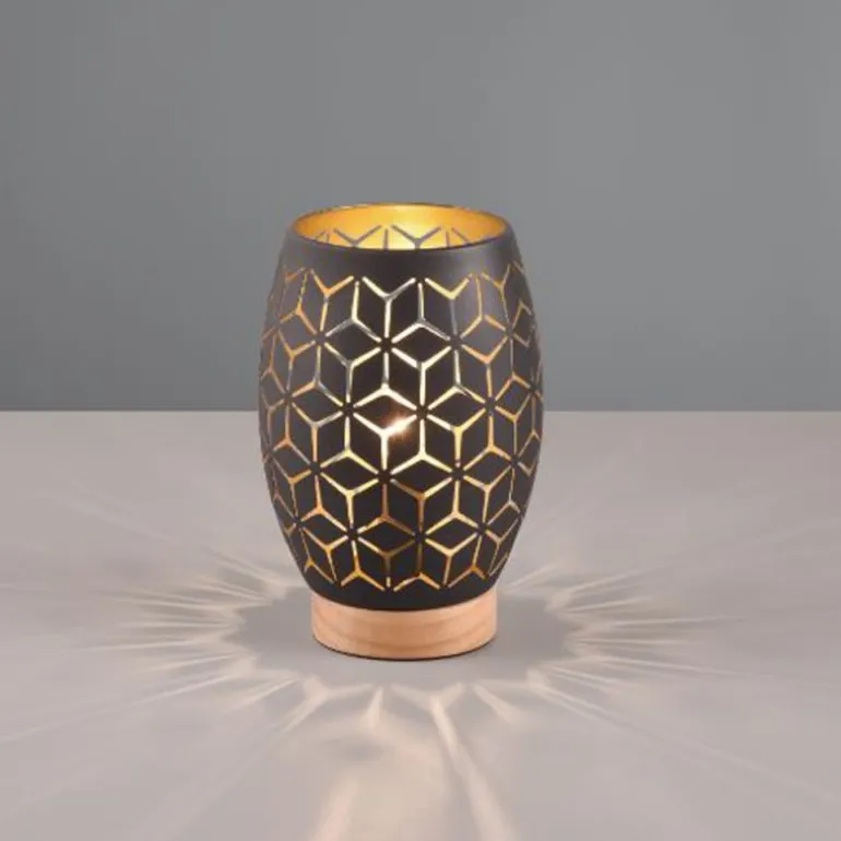 Lámpara de sobremesa Bidar Negro /Oro 1XE27 15cm Ø