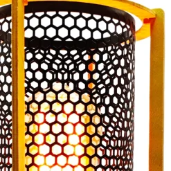 Lámpara de sobremesa Rejilla 1 luz 1XE27 acabado negro y madera estilo industrial 15.5cm Ø