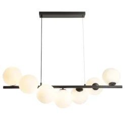 Lámpara de techo colgante Alcira Lineal 7 luces 7XG9 acabado negro mate estilo moderno 95cm largo.