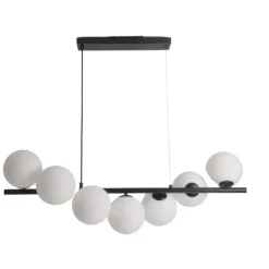 Lámpara de techo colgante Alcira Lineal 7 luces 7XG9 acabado negro mate estilo moderno 95cm largo.