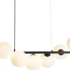 Lámpara de techo colgante Alcira Lineal 7 luces 7XG9 acabado negro mate estilo moderno 95cm largo.