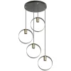 Lámpara de techo colgante Anillo 4 luces acabado negro y oro envejecido 4XE27 estilo moderno 35cm Ø