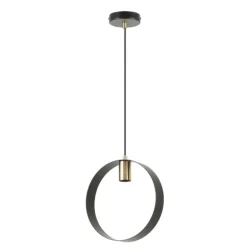 Lámpara de techo colgante Anillo 1 luz acabado negro y oro envejecido 1XE27 estilo moderno 25cm Ø