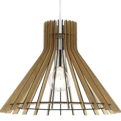 Lámpara de techo colgante Bell 1xE27 acabado madera natural estilo rústico 40cm Ø
