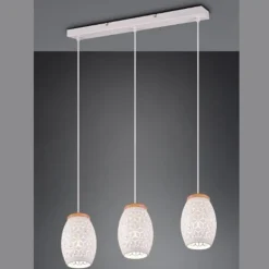 Lámpara de techo colgante Bidar 3L Blanco 3XE27 metal blanco y madera estilo moderno