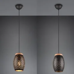 Lámpara de techo colgante Bidar Negro/Oro 1XE27 15cm Ø