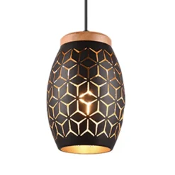 Lámpara de techo colgante Bidar Negro/Oro 1XE27 15cm Ø