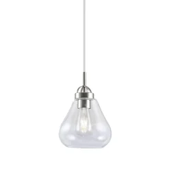 Lámpara de techo colgante Capri I 1xE27 acabado metal níquel tulipa de cristal transparente estilo vintage 20cm Ø