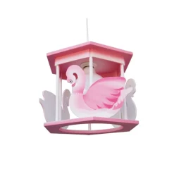 Lámpara de techo colgante Cisne 1xE27 acabado madera rosa estilo infantil 32cm Ø