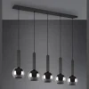 Lámpara de techo colgante Clayton Negro/Fumé 5L 5XE27