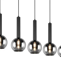 Lámpara de techo colgante Clayton Negro/Fumé 5L 5XE27